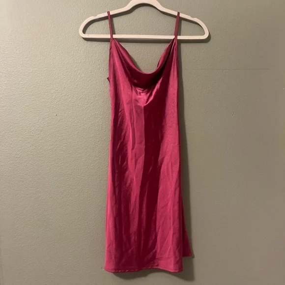 urban outfitters red slip dress UO Mallory Cowl Neck Slip Dress